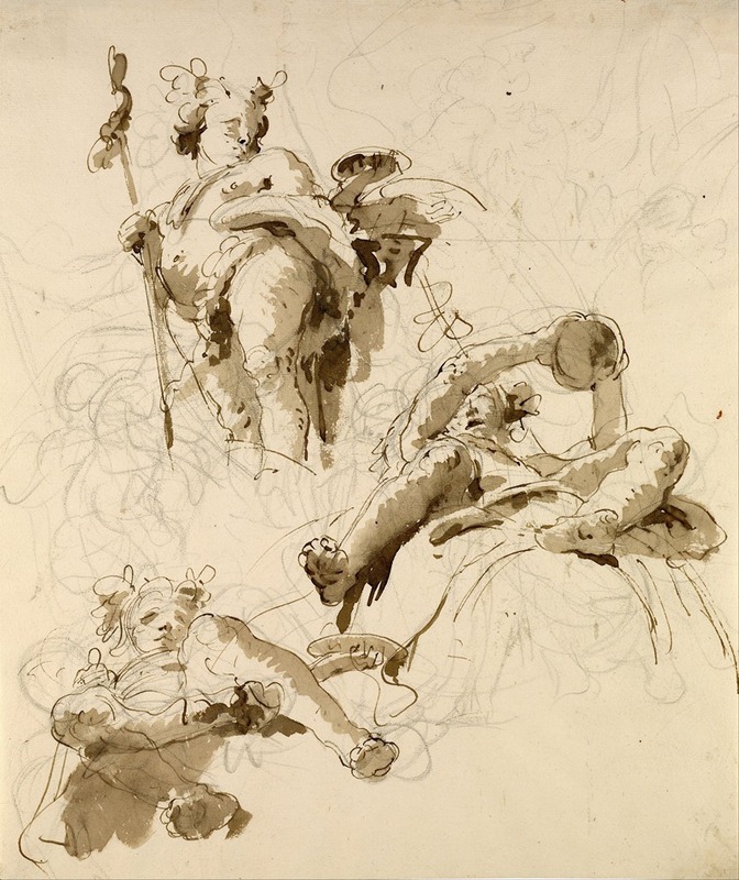 Three Studies of the God Bacchus — Giovanni Battista Tiepolo