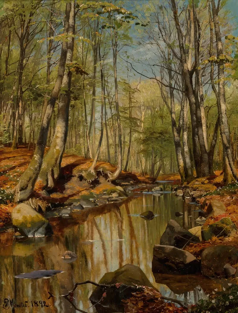 Лесной речной пейзаж by Педер Мёрк Мёнстед, 1892 — digital art print download