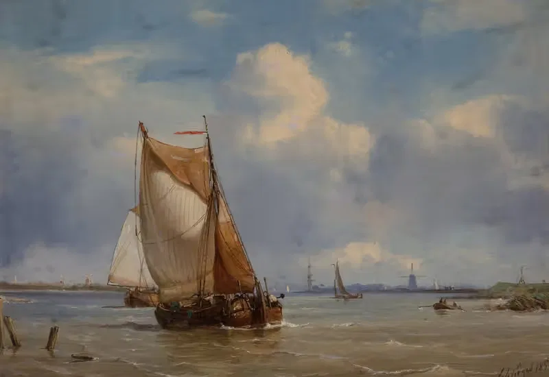 Судоходство в легком бризе by Петр Павел Шиджес, 1858 — digital art print download