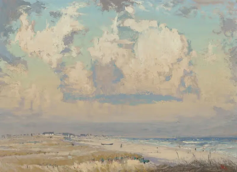 Afternoon Beach Scene by Richard Blossom Farley, 1915 — digital art print download