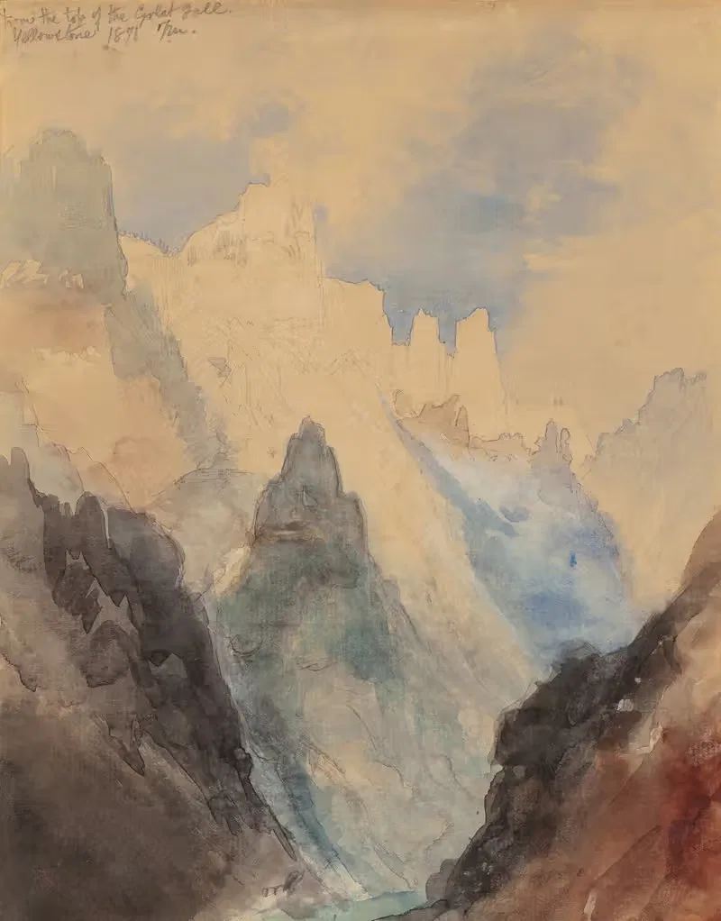 From the Top of Great Fall, Yellowstone — Thomas Moran