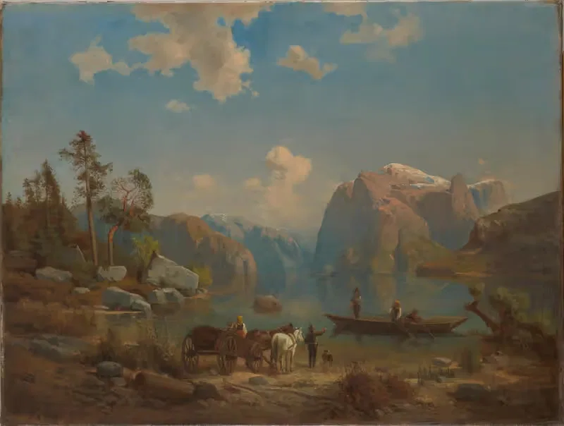 Горный пейзаж с озером by Александр Коцис, 1860 — digital art print download