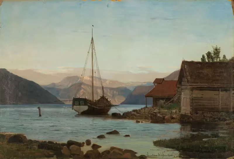 Aften ved Balestrand by Amaldus Nielsen, 1866 — digital art print download