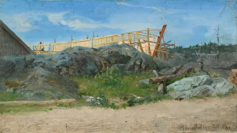 Судостроение, Лиллесанд by Амальдус Нильсен, 1858 — digital art print download