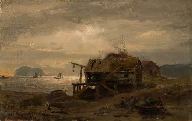 Рыбацкие хижины, Кинн by Амальдус Нильсен, 1868 — digital art print download