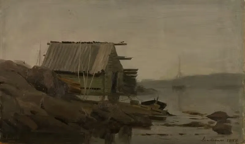 Рыбацкий дом, Линдеснес by Амальдус Нильсен, 1858 — digital art print download
