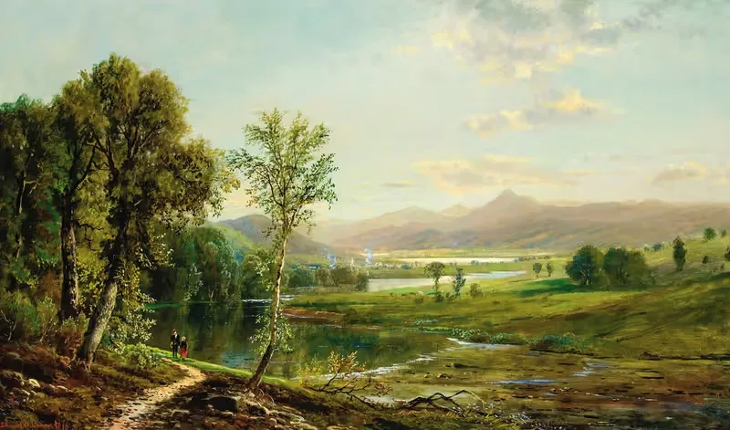 Фигуры, идущие вдоль реки by Эдмунд Дарч Льюис, 1876 — digital art print download