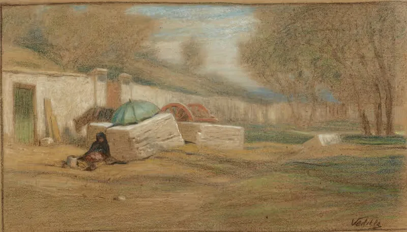Фигура у дороги и зонт by Элиху Веддер, c. 1890 — digital art print download