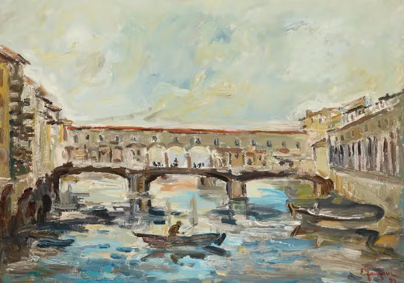Ponte Vecchio in Florence by Enzo Fanfani, 1972 — digital art print download
