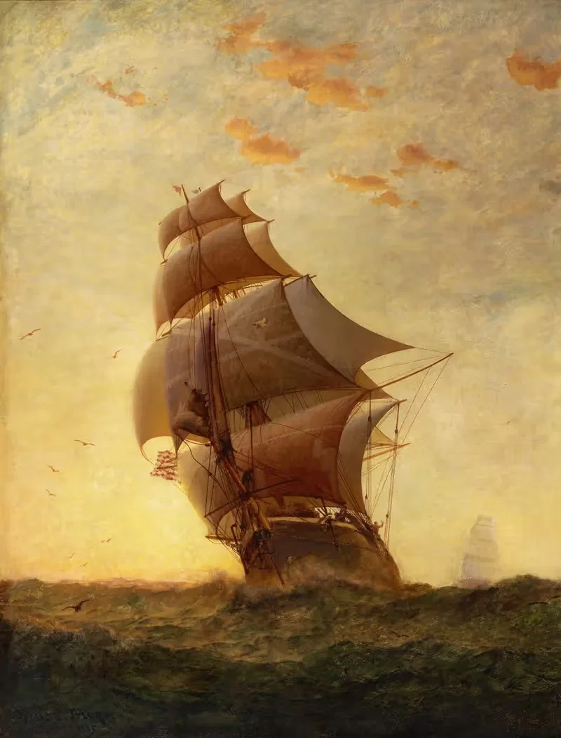 Корабли в море by Джеймс Гейл Тайлер, 1885 — digital art print download