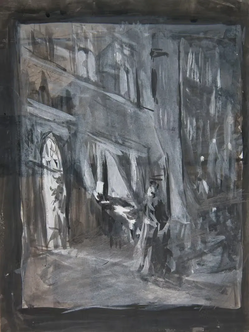 Old Town in Warsaw at night — Józef Pankiewicz
