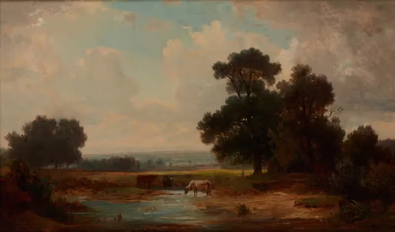 Landscape with Cows at a Watering-Place — Józef Szermentowski