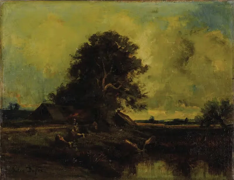 River Landscape with Cottage by Jules Dupré — digital art print download