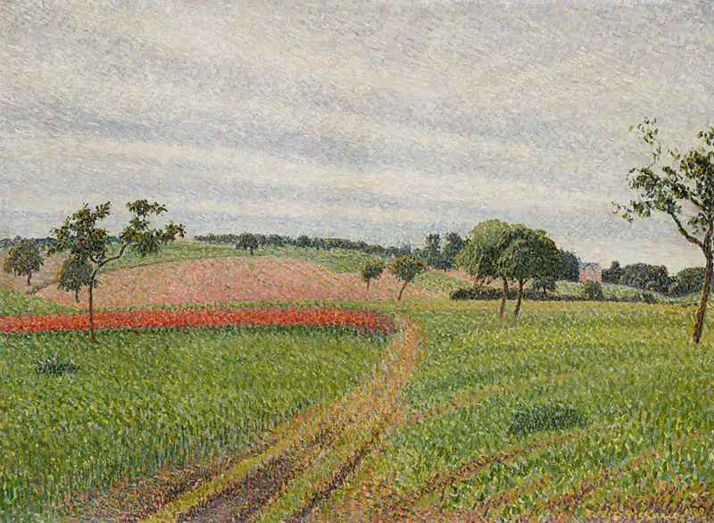 Les Coteaux de Thierceville, temps gris — Camille Pissarro