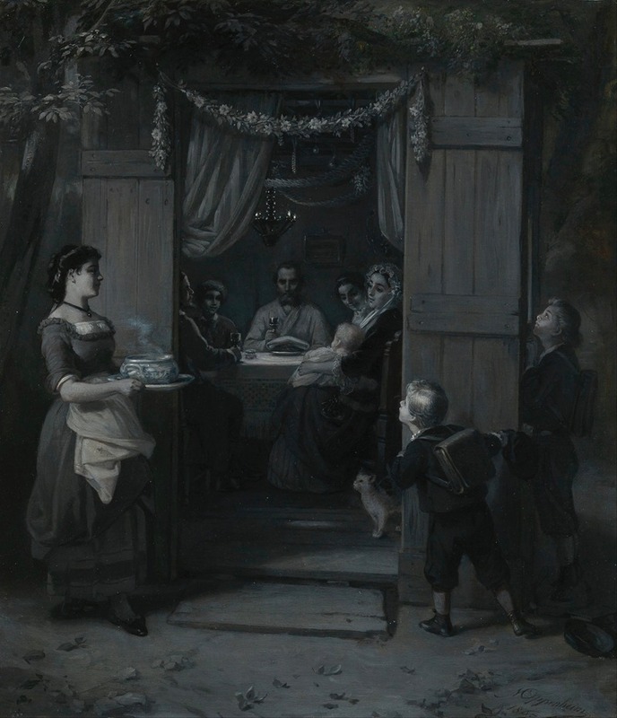 Sukkot (Feast of Tabernacles) by Мориц Даниэль Оппенгейм, 1867 — digital art print download
