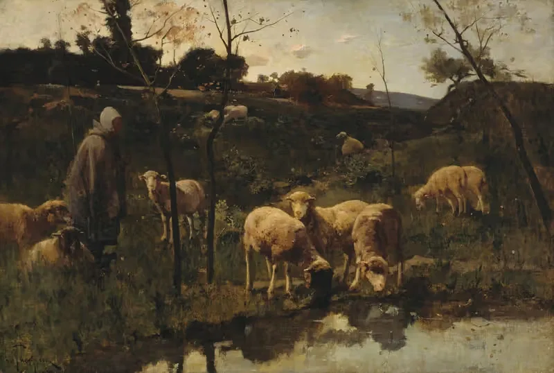 Landscape with Sheep, Picardy by Harry Thompson — digital art print download