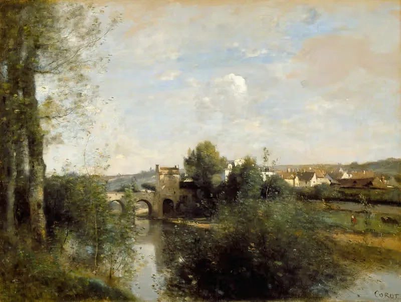 Сена и старый мост в Лимэ by Жан-Батист-Камиль Коро, 1872 — digital art print download