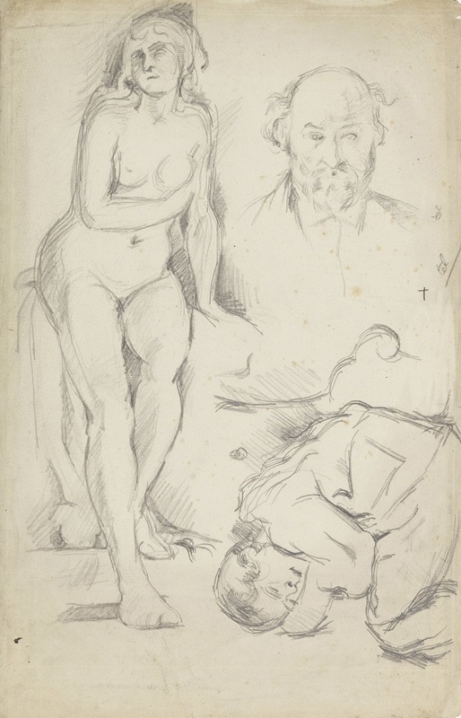 Studies of Three Figures, Including a Self-portrait — Paul Cézanne