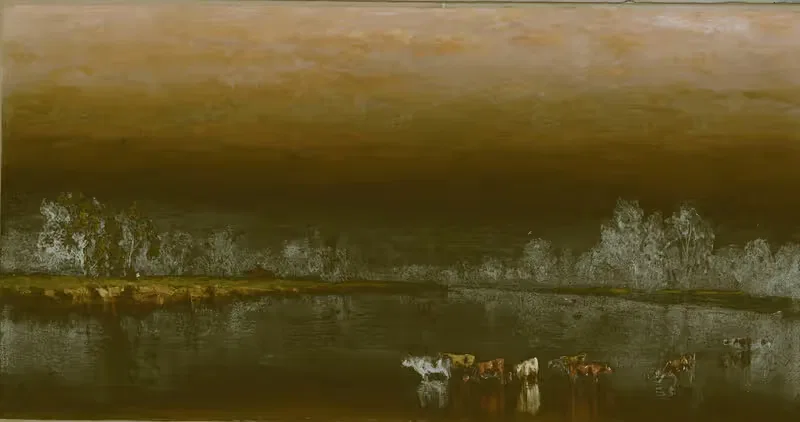 Коровы в пруду на закате by Сэнфорд Робинсон Гиффорд, 1860 — digital art print download