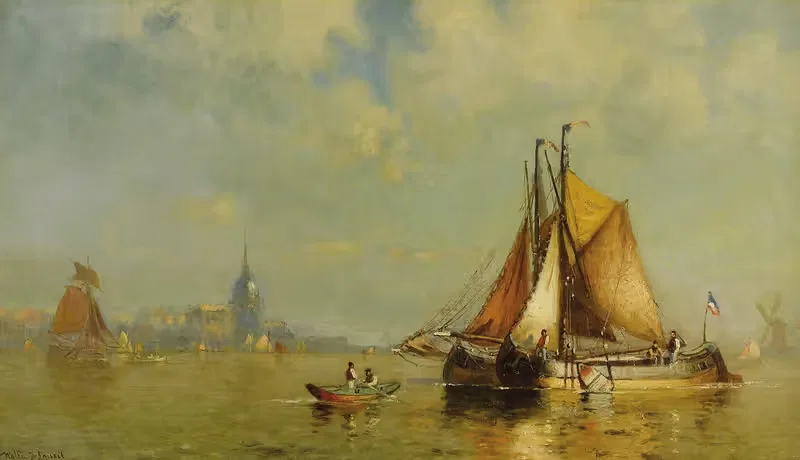 In Dordrecht Harbor, Holland — Walter Franklin Lansil