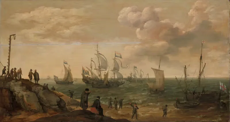 Ships along the Shore by Adam Willaerts, 1628 — digital art print download