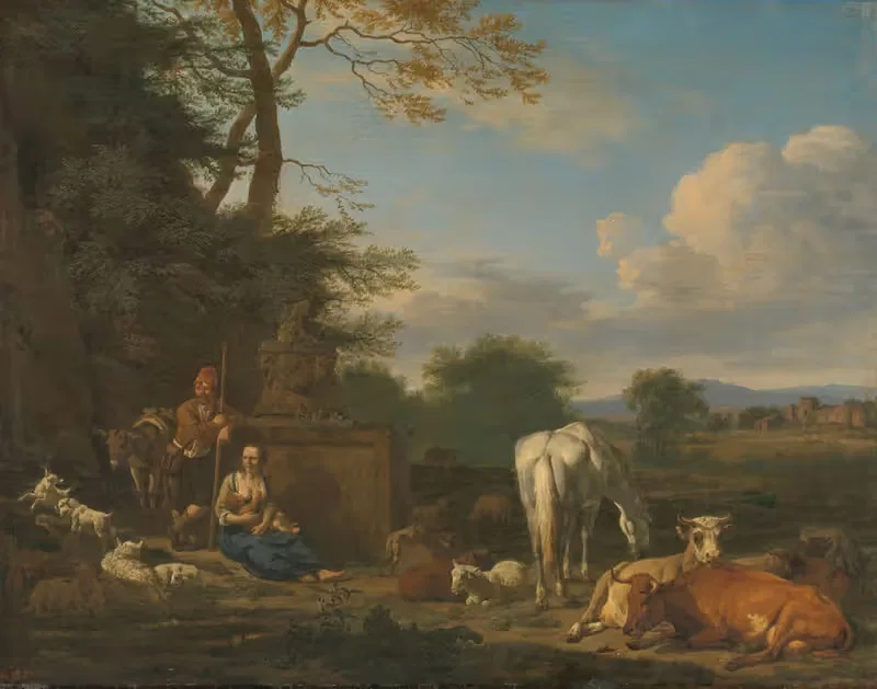 Arcadian Landscape with resting Shepherds and Animals — Adriaen van de Velde