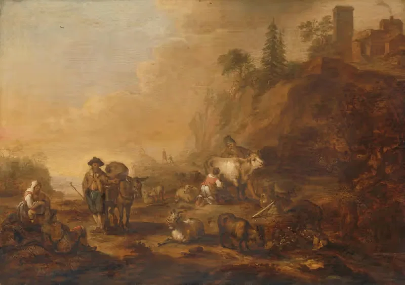 Landscape with Herdsmen and their Droves — Cornelis de Bie