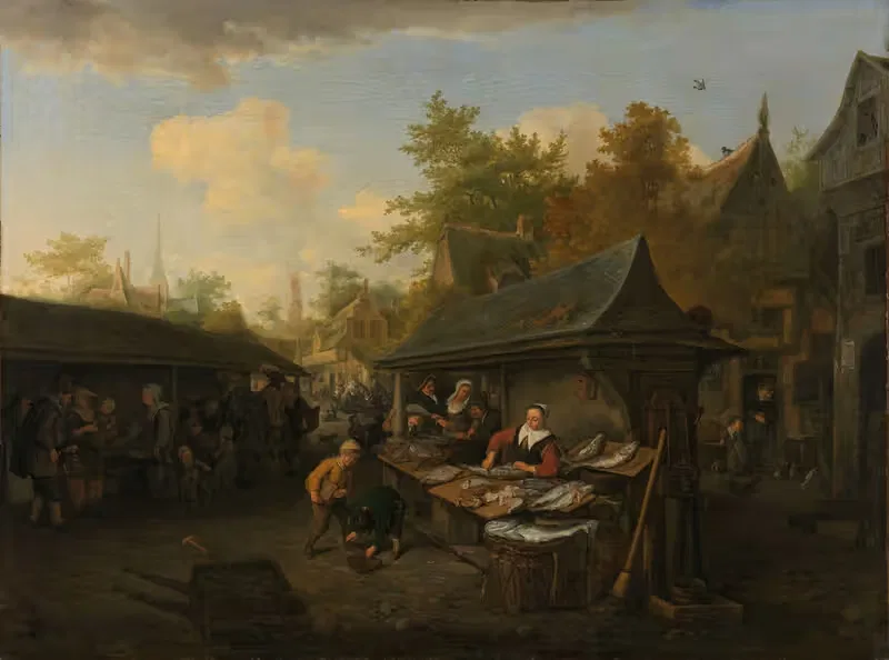 Рыбный рынок by Корнелис Дюсарт, 1683 — digital art print download