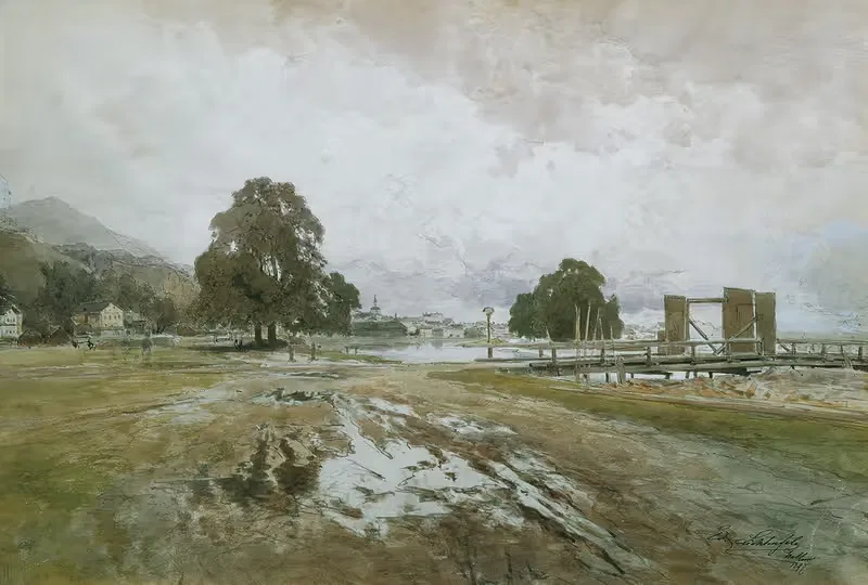 У Holzrechen by Эдуард Пейтнер фон Лихтенфельс, 1897 — digital art print download