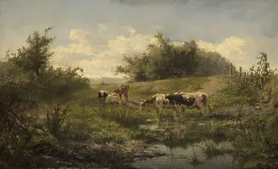 Коровы у пруда by Жерар Билдерс, 1856 - 1858 — digital art print download