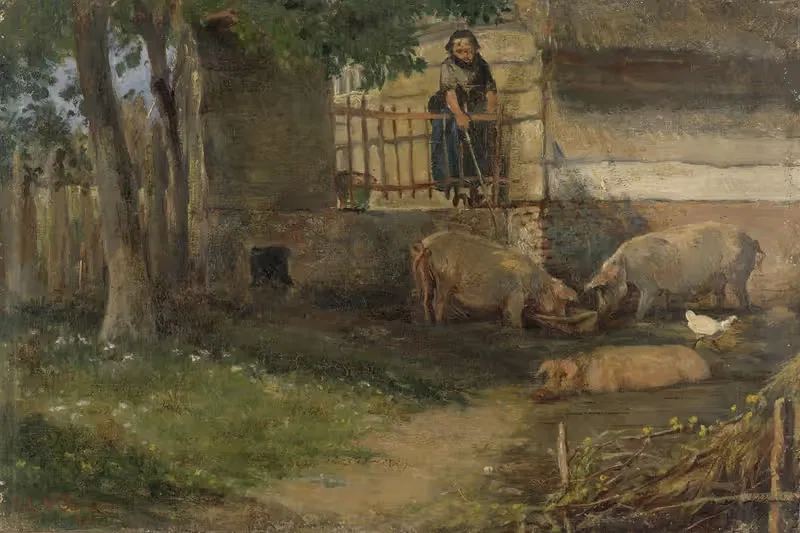 Свиньи на дворе by Гийом Анн ван дер Бругген, 1860 - 1891 — digital art print download