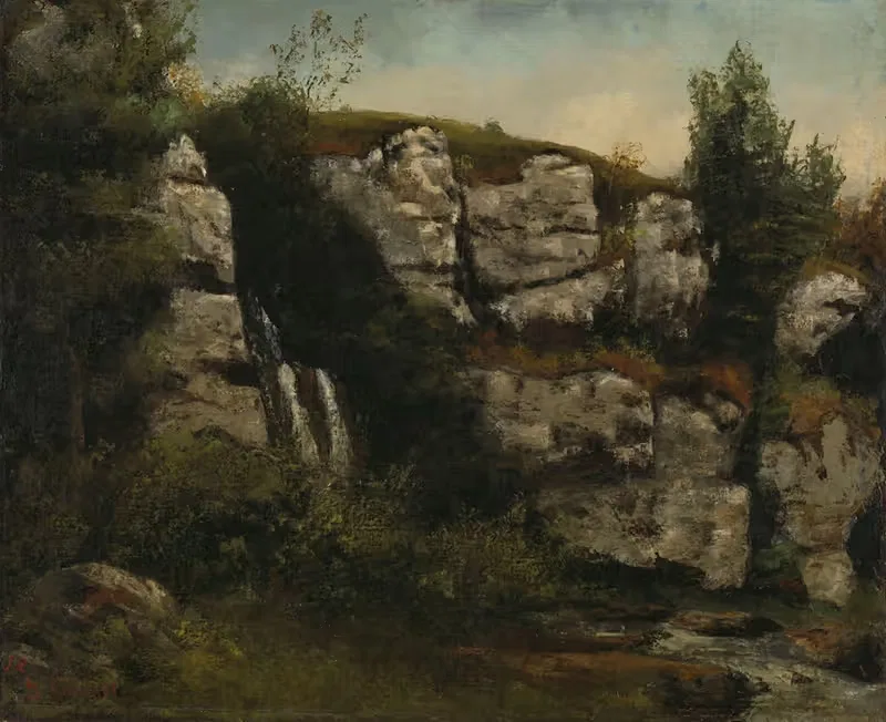 Пейзаж с каменистыми утесами и водопадом by Гюстав Курбе, 1872 — digital art print download