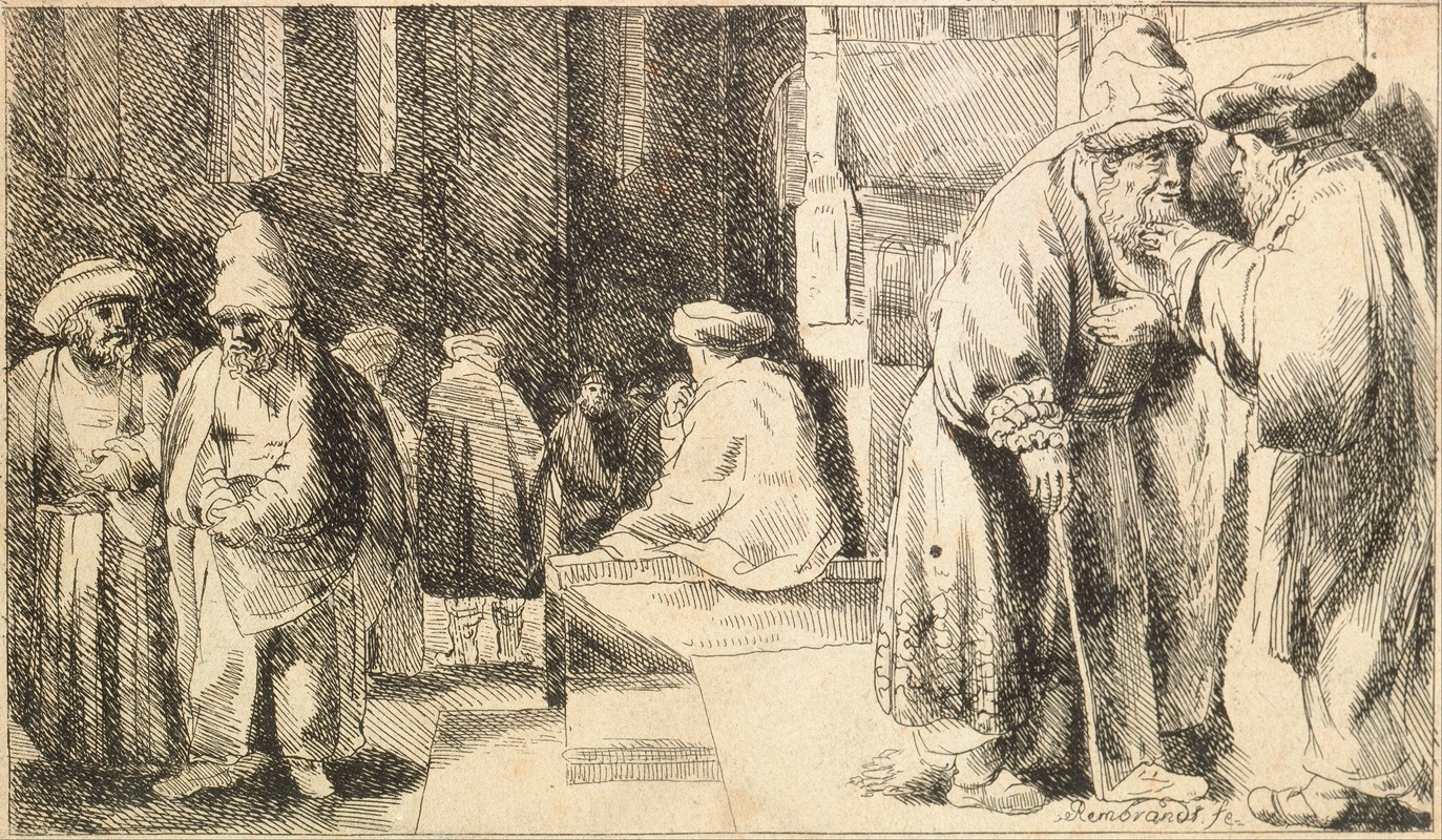 Jews in the Synagogue by Рембрандт ван Рейн, 1648 — digital art print download