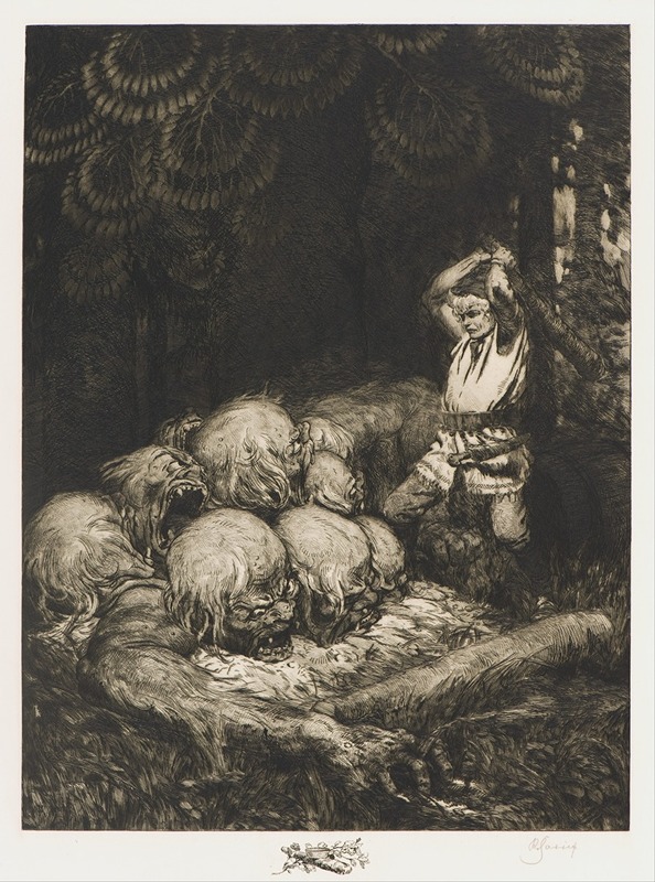 Kurbads the Hero and nine headed devil by Рихардс Зариньш, 1908 - 1911 — digital art print download