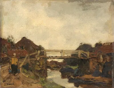 Деревянный мост через канал в Рейсвейке by Якоб Марис, c. 1878 — digital art print download