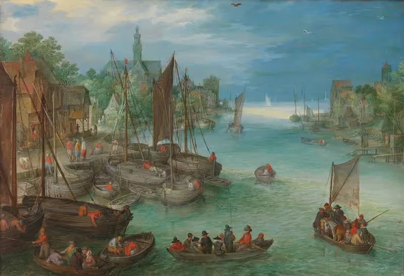 View of a City along a River — Jan Brueghel The Elder