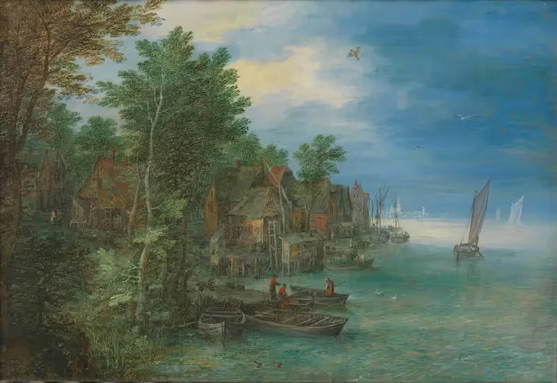 View of a Village along a River — Jan Brueghel The Elder