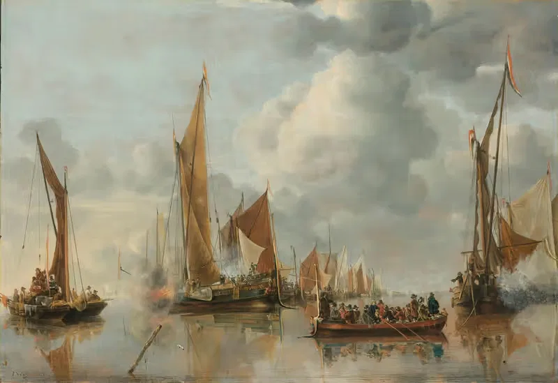 The Home Fleet Saluting the State Barge — Jan van de Cappelle