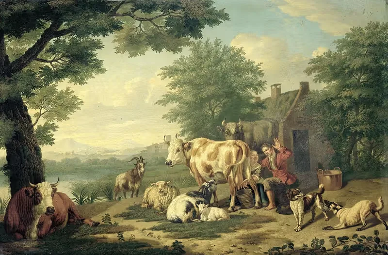 Время доения by Ян ван Гул, 1710 - 1763 — digital art print download
