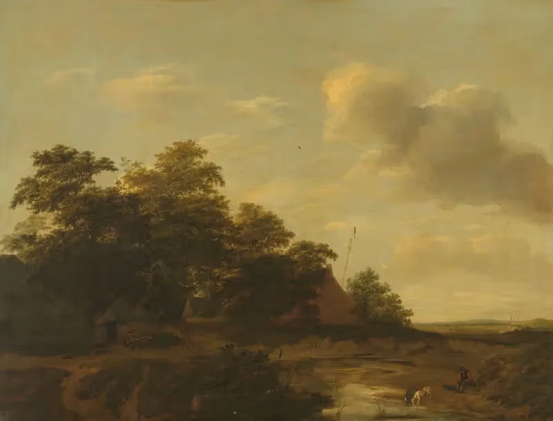 Landscape with a Farm by Jan Vermeer van Haarlem the Elder, 1648 — digital art print download