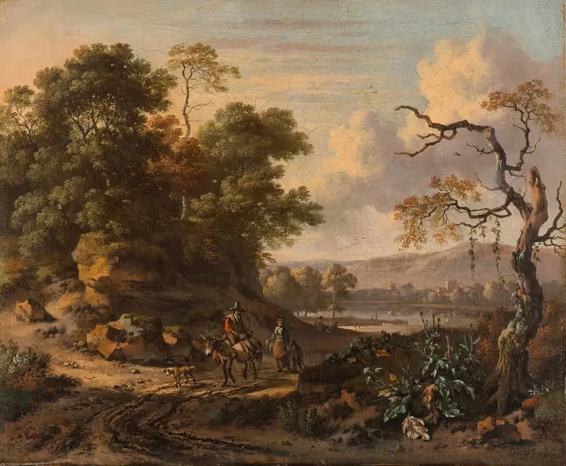 Пейзаж с мужчиной на осле by Ян Вийнантс, 1655 - 1684 — digital art print download