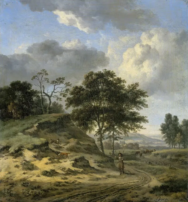 Пейзаж с двумя охотниками by Ян Вийнантс, 1655 - 1684 — digital art print download