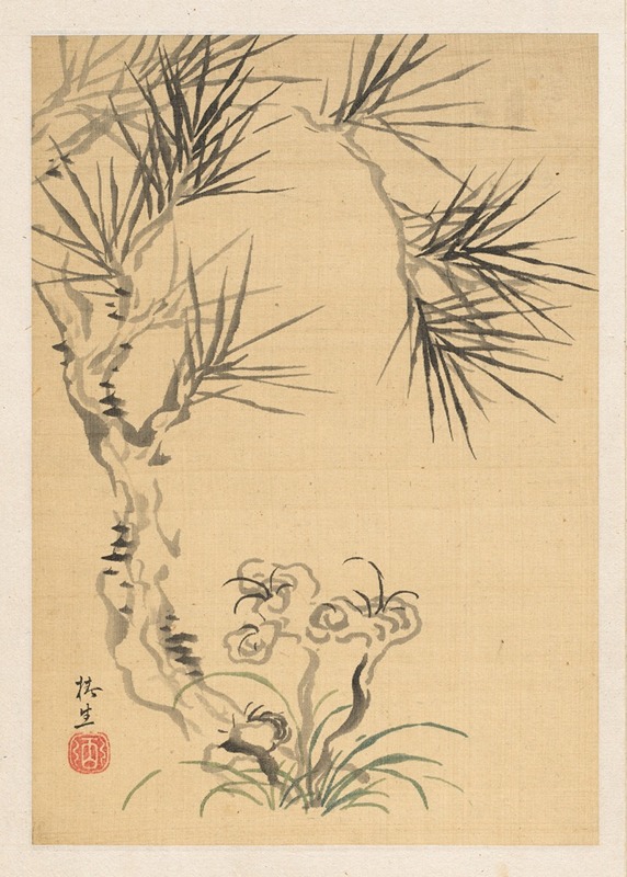 Pine Tree and Fungus by Tsubaki Chinzan — digital art print download