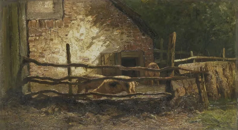 Свиньи в хлеву by Луи Аполь, 1870 - 1910 — digital art print download