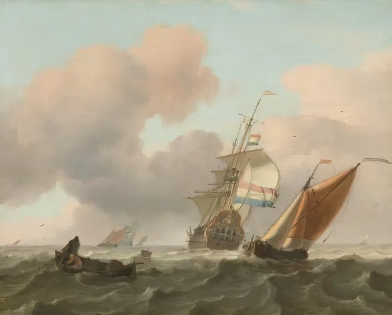 Бурное море с кораблями by Людольф Бахуизен, 1697 — digital art print download