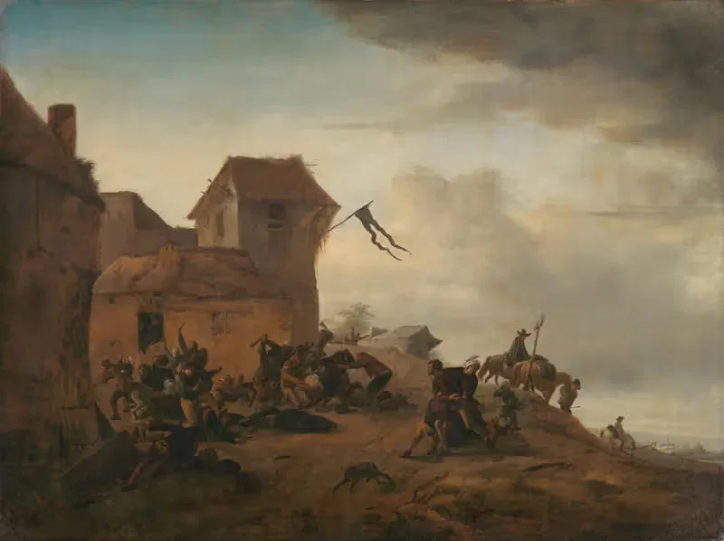 Peasants Fighting near a Village — Philips Wouwerman