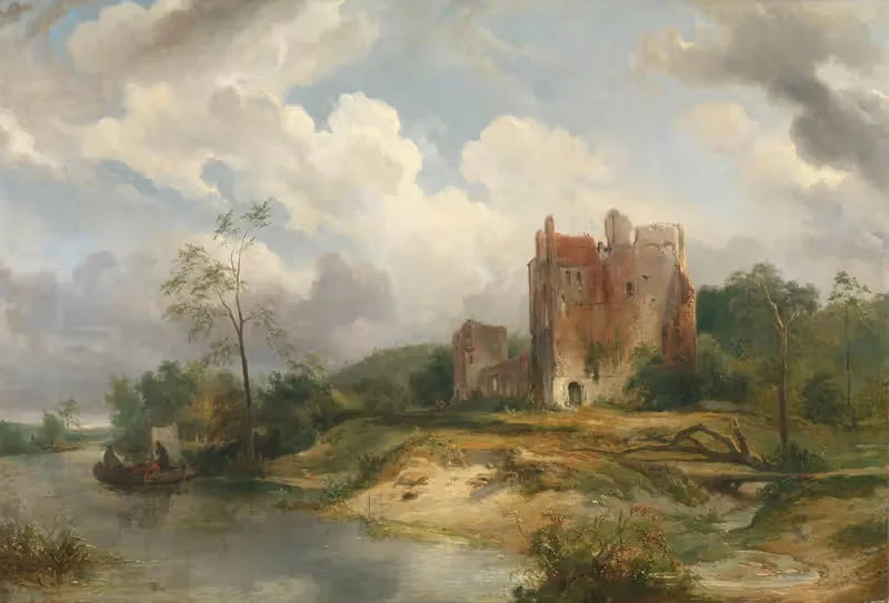 River Landscape with Ruin by Wijnand Nuijen, 1835 — digital art print download