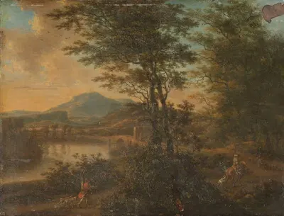 Italian Landscape at Sunset by Willem de Heusch, 1660 - 1692 — digital art print download
