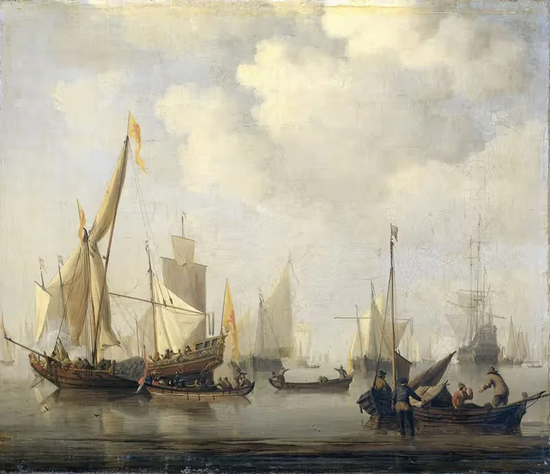 Спокойствие на море by Виллем ван де Вельде младший, 1650 - 1707 — digital art print download