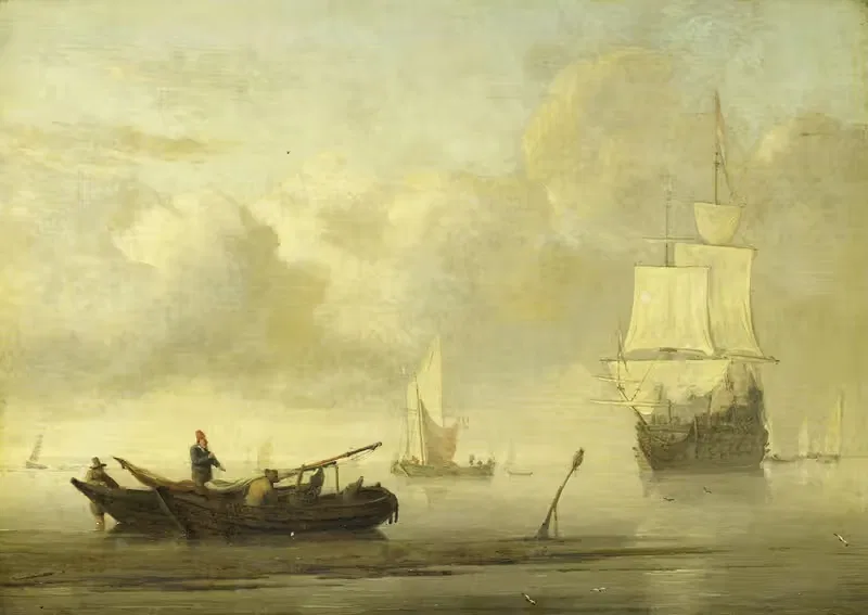 Ships near the Coast during a Calm — Willem van de Velde the Younger
